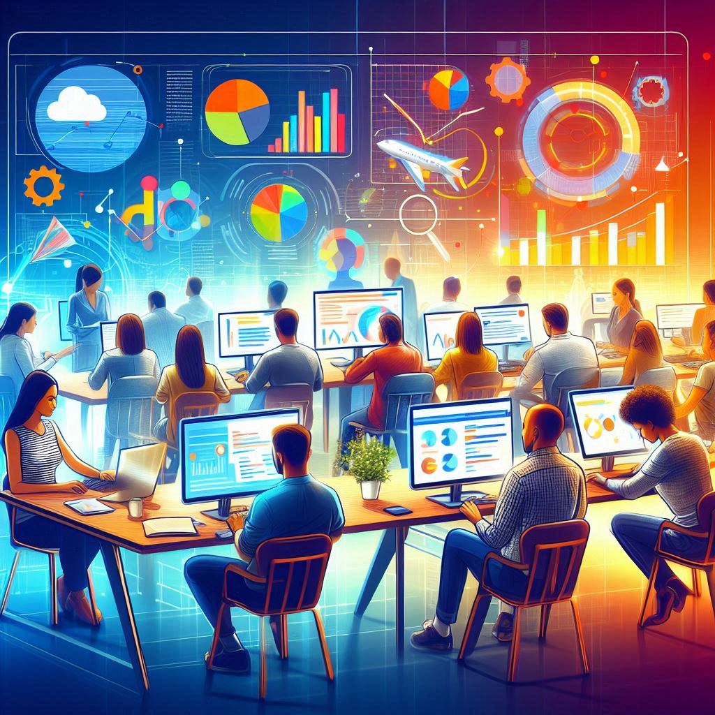 Das Bild zeigt die verschiedenen Aspekte der Suchmaschinenoptimierung (SEO) im digitalen Zeitalter. Zu sehen sind Symbole wie Suchmaschinen, Analyse-Tools, Keywords und andere Elemente, die die Komplexität und Vielseitigkeit von SEO veranschaulichen. Es betont die Bedeutung von SEO für die Verbesserung der Sichtbarkeit und Auffindbarkeit von Webseiten im Internet.