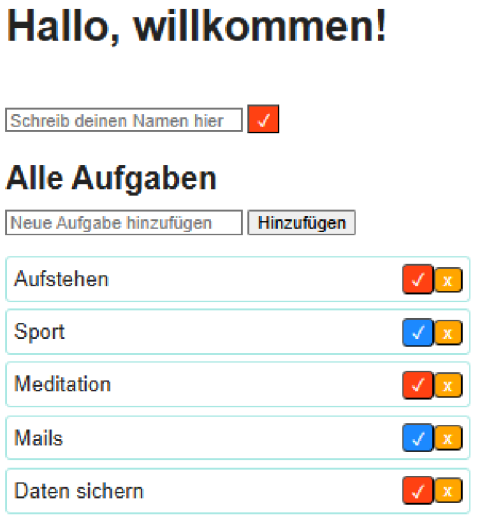 Screenshot von ToDo App Version Groß.